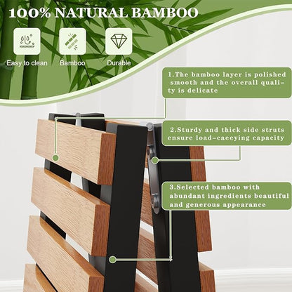 Bamboo Shoe Rack Organizer for Closet and Entryway - Space-Saving Narrow Shoe Stand - Versatile Shoe Holder for Door or Closet Shelf, Garage Bedroom can Freely Stack DIY Small Shoe Racks 2 Tier