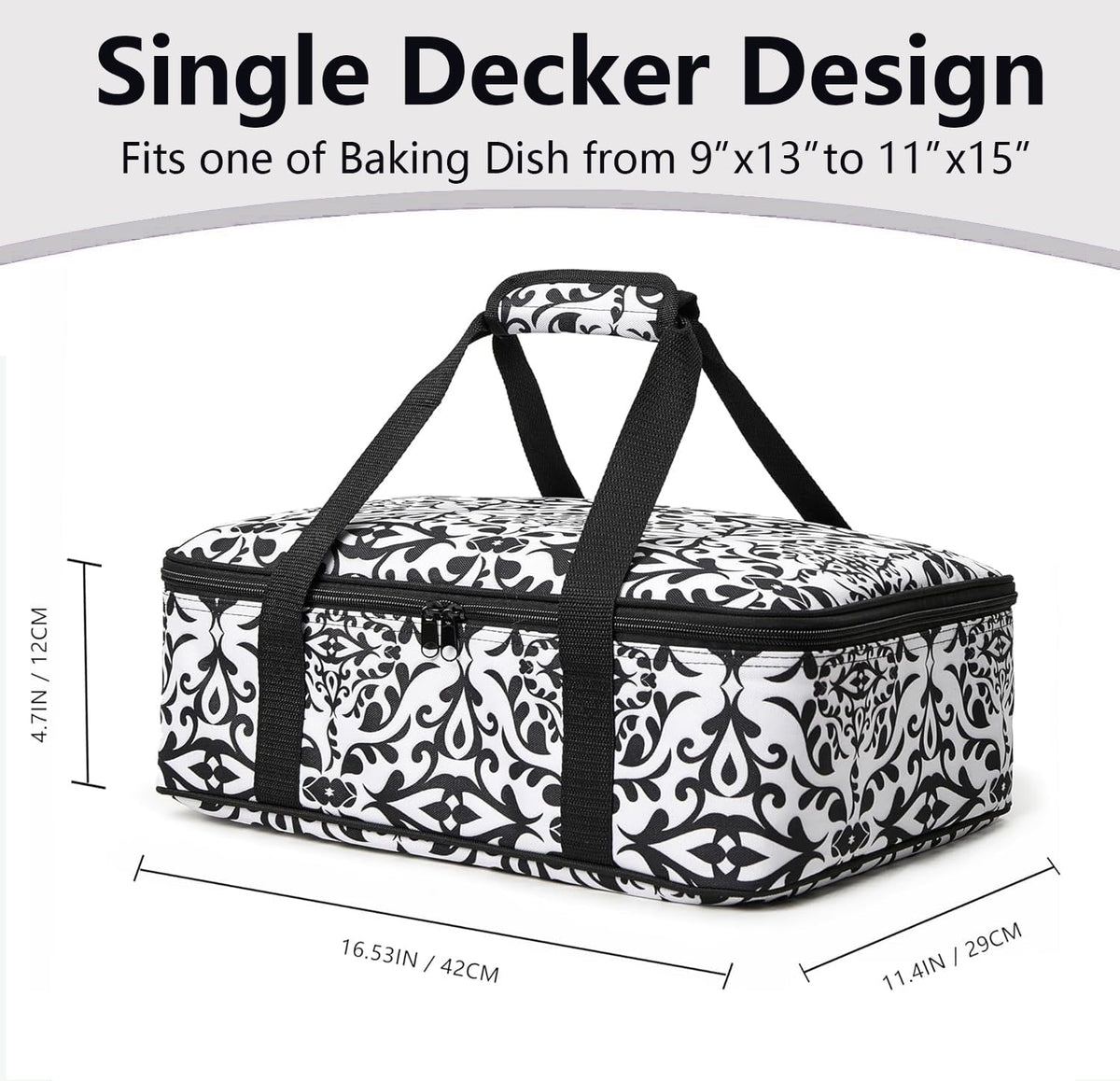 Insulated Casserole Carrier Bag - Portable Thermal Food Delivery Bag for 9x13/11x15 Inch Pan - Keep Meals Hot/Cold 4+ Hours for Catering, Festival Potlucks, Picnics, Family Gathings or Outdoor Events