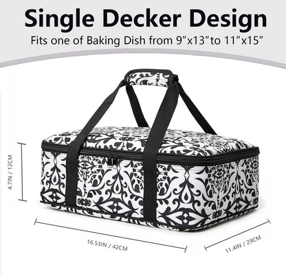 Insulated Casserole Carrier Bag - Portable Thermal Food Delivery Bag for 9x13/11x15 Inch Pan - Keep Meals Hot/Cold 4+ Hours for Catering, Festival Potlucks, Picnics, Family Gathings or Outdoor Events