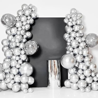 110pcs Metallic Silver Balloons 12inch Chrome Silver Latex Party Balloons for Graduation, Wedding, Birthday, New Year, Baby Shower, Anniversary, Holiday Party Decorations
