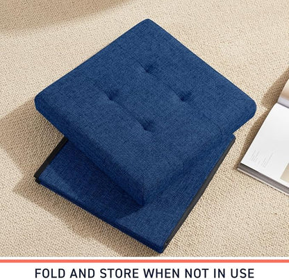 Ornavo Home 2 Pack 15 Inch Folding Storage Ottoman