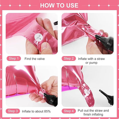 DustyPink and HotPink Square Foil Balloons 25 Pcs Metallic DustyPink and HotPink Balloons Wall Backdrop for New Year Graduation Birthday Bridal Shower Party Arch Backdrop Decorations