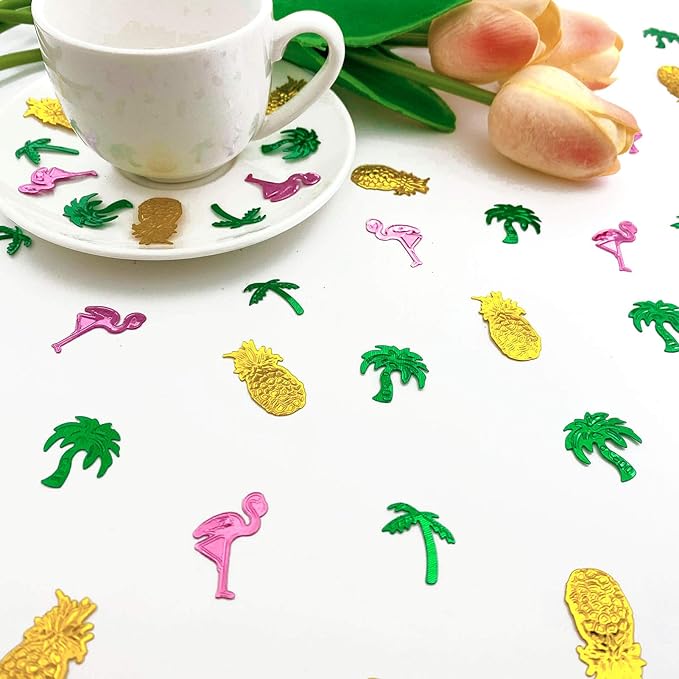 Werich Summer Hawaiian Flamingo Party Confetti Foil Metallic Sequins Table Confetti Tropical Jungle Safari 1st Birthday Baby Shower Wedding Party Sprinkles Confetti Decorations