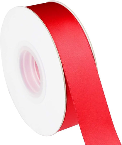 ITIsparkle 1" Inch Double Faced Satin Ribbon 50 Yards-Roll Set for Gift Wrapping Scrap Books Party Favor Hair Braids Baby Shower Decoration Floral Arrangement Craft Supplies, Red Ribbon