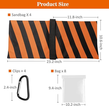 4 Packs Orange Sandbag Weight Bags for Light Stand Photography Video Equipments, Heavy Duty Saddlebags for Backdrop Stand, Photo Tripod, Canopy, Pop up Tent, Umbrella Base, Fishing Chair, Picnic Table