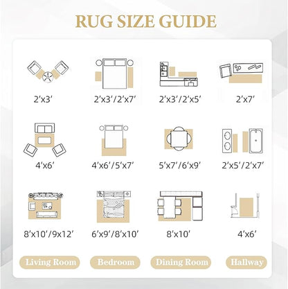 Area Rug Living Room Rugs 8x10 - Large Soft Boho Geometric Rug, Non-Slip Foldable Washable Rugs Non Shedding Morden Indoor Floor Carpet for Living Bedroom Office Dining Room (Moroccan Beige, 8'x10')