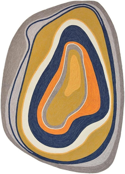 Vibrant Swirl Irregular Area Rug Orange Yellow Blue Modern Abstract Shaped Rugs for Bedroom Living Room Guestroom Non Shedding Large Plush Rug Non Slip Dining Room Playroom Indoor Throw Carpet 4x6