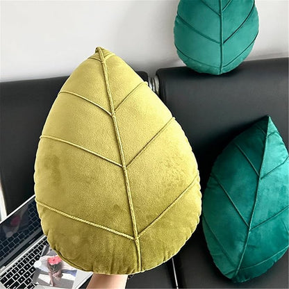 Leaf Pillow,3D Leaf Shaped Plant Pillows Green Tropical Plant Cushion for Sofa Office Bedroom Home Decor Dark Green (19.7"x11.8")
