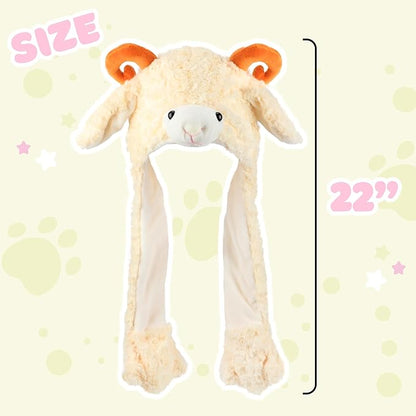 Bubblepompom Animal Hat with Ears Moving Jumping Pop Up Beating Hat Plush Holiday Cosplay Dress Up Funny Gift for Kids