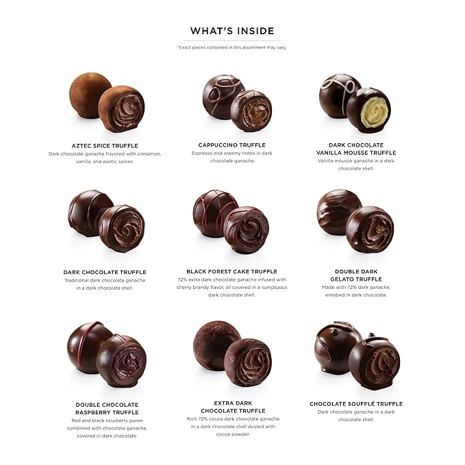 Godiva Chocolatier Assorted Dark Chocolate Truffle Gift Box for Birthday, Thank You, Anniversary, Congratulations Gift Basket Gourmet Candy with Creamy Ganache in Dark Chocolate, 12pc