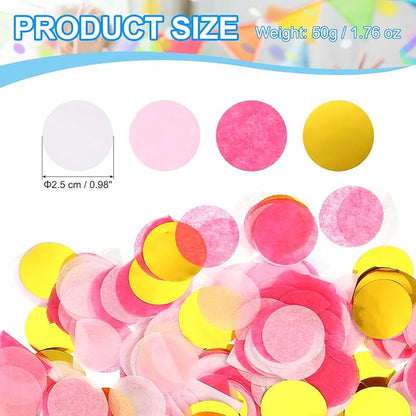 PATIKIL Round Tissue Paper Confetti 1 Inch, Table Confetti Circle Dots for Wedding Birthday Party Balloon Decorations(1.76 oz),Pink/Gold/White
