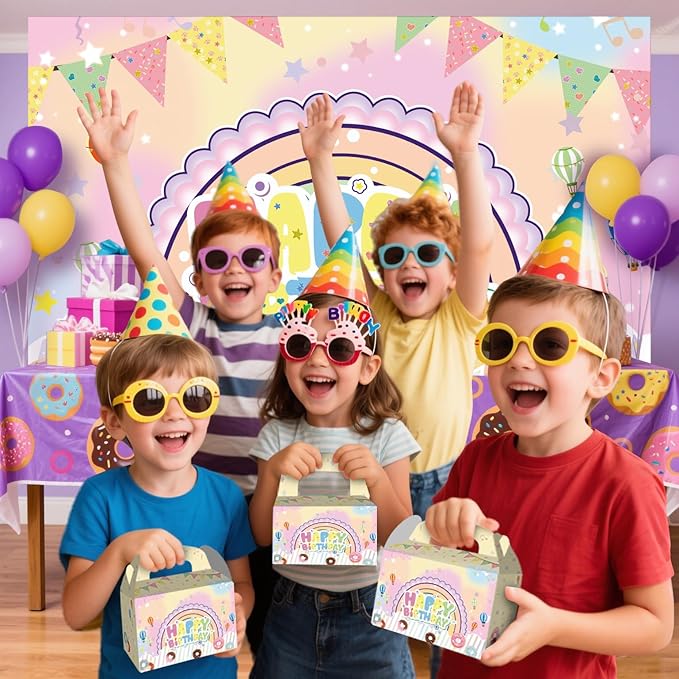 HKAHDID 12Pcs Cute Cartoon Cat Happy Party Decorations, Cartoon House Birthday Party Favor Gift Boxes for Girls Party Theme Supplies