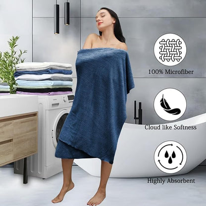 Hailea Navy Bath Towels Set 35x70 Inches - Luxury 600 GSM Oversized Bath Sheet Towel,Extra Large Microfiber - Quick Dry,Highly Absorbent,Super Soft Shower Towels Spa Hotel Bathroom Towel Set (4-Pack)