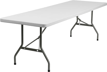 Flash Furniture Elon 8' Rectangular All-Occasion Plastic Folding Event Table, Foldable Portable Banquet Table for Indoor/Outdoor Events, White
