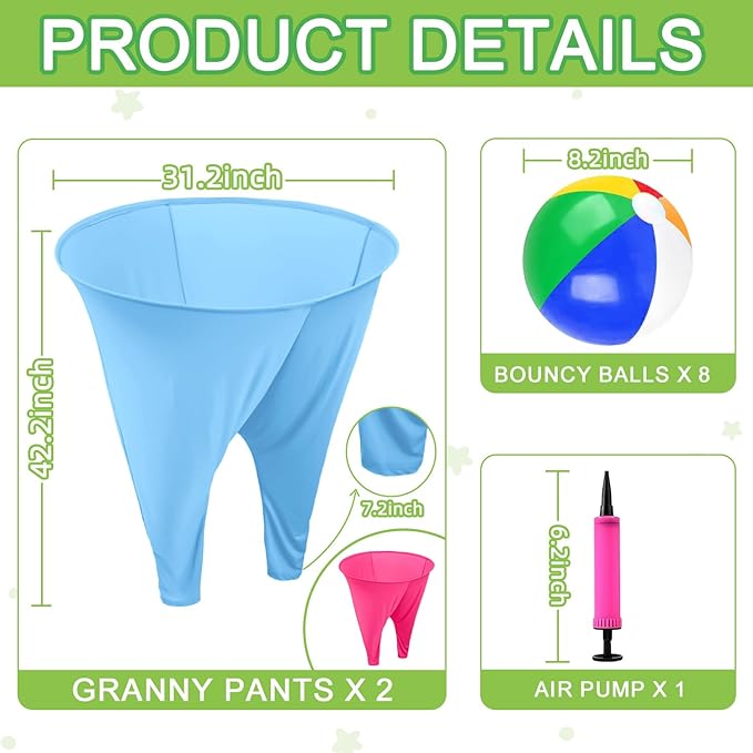 Granny Pants Yard Game Freaky Party Games Pants with Bouncy Balls and Air Pump Oversized Granny Pants Outdoor Game for Adults and Family Interactive Throwing Game for Group Gatherings