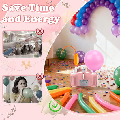 AXHJ Electric Balloon Pump, Portable Electric Air Balloon Pump Dual Nozzle Air Blower Pump, Balloon Inflator for Party Decorations