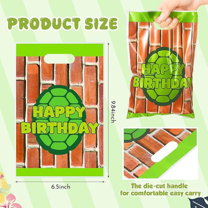 Eccliy 30 Pcs Turtle Goodie Bags Animation Cartoon Green Turtle Party Favors Birthday Supplies Candy Gift Bags with Handles