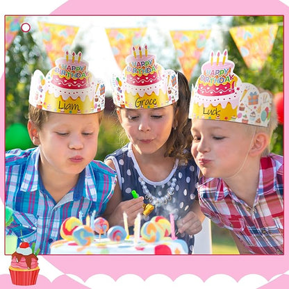 Outus 42 Pack Happy Birthday Crowns for Kids Classroom with Elastic Band for Teachers Students Kindergarten Party