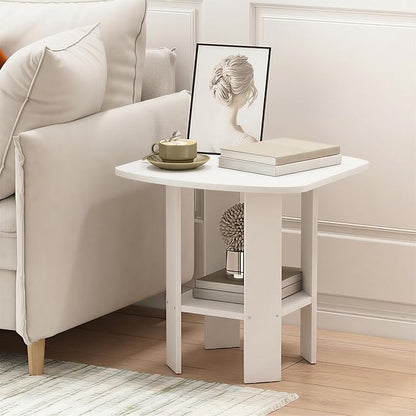 Furinno Simple Design Side Table, 2-Tier Square Modern End Table, Open Shelves