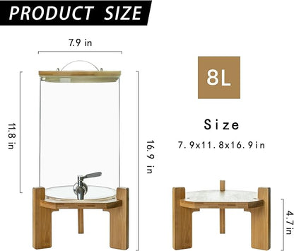 L'ÉPICÉA Drink Dispenser, Glass Drink Dispenser with Stand, Drink Dispenser for Parties, Beverage Dispenser with Stand, 304 Stainless Spigot, 1/2 Gallons Iced or Hot Beverage Dispenser