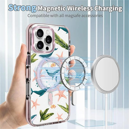 Case for iPhone 16 Pro Max,[Compatible with MagSafe],Sealife Whale Ocean Wildlife Clear Phone Case Design，for Women Girls Magnetic Clear Cover - Slim, Sleek, & Shockproof Protection