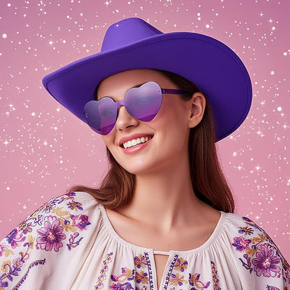 Haysandy 24 Pcs Sparkly Party Hats with Rimless Heart Sunglasses Fun Colorful Party Hats Goggles for Women Men