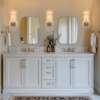 ANDY STAR Oval Mirror for Bathroom, 22x30 Brushed Nickel Oblong Bathroom Mirror for Vanity with Stainless Steel Metal Frame, Modern Anti Rust Wall Mounted