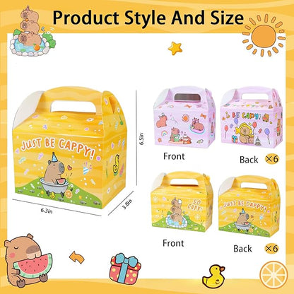 Mangpung 12Pcs Capybara Gift Boxes,Birthday Party Supplies for Decorations, Capybara Goodie Gift Treat Boxes Capybara Birthday Party Favor Boxes