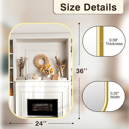 FICTOR Bathroom Vanity Mirror for Wall, 2 Pack 24" x 36" Rectangle Bathroom Mirror for Over Sink, Metal Framed, Hangs Horizontally or Vertically(Gold)