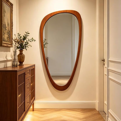 Ferytange Asymmetrical Full Length Mirror, 48" H x 24" W Irregular Boho Decorative Wall Mirror, Mid Century Modern Wall Art for Living Room Bedroom Entryway Hall