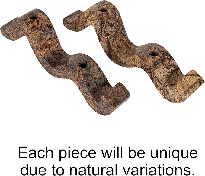Bloomingville Marble Wave Double Taper Candle Holder, Brown Forest