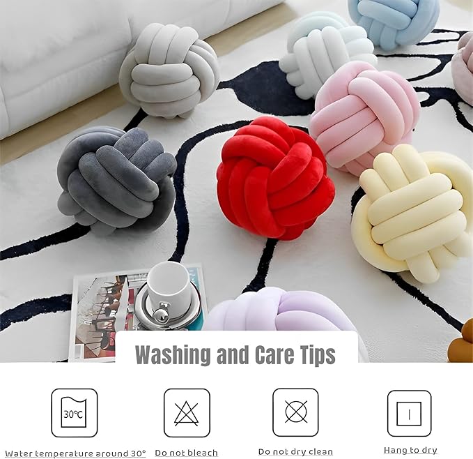Knot Ball Pillows, Round Throw Pillow Cushion Home Decoration Soft Plush Pillow, Throw Knotted Ball Pillow Handmade Children Room Decoration Round Plush Toy Pillow (Red,11"/28cm)