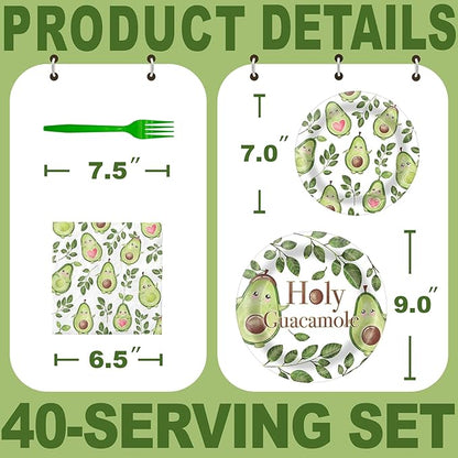 Avocado Party Decorations - Avocado Party Plates and Napkins for Kids Birthday Party, Serves 40 Guests