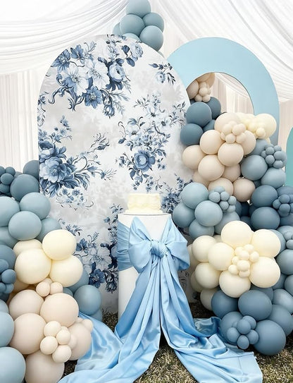 Dusty Blue and Gold Balloons, 50PCS 12 Inch Blue White and Gold Balloon Set, Neutral Elegant Party Decorations for Baby Shower Boy, Birthday, Gender Reveal, Wedding