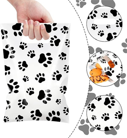Hxezoc 50 Pieces Dog Paw Gift Bags Plastic Dog Paw Bags Practical Party Bags Pet Party Favors for Animal Theme Birthday Party Decoration Supplies