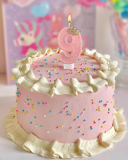 Birthday Candles for Cake, Pink Number Candles, Cake Candles with Cake Topper for Birthday Party Wedding Anniversary Celebrations (9 Candle)