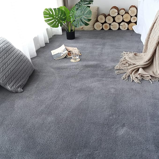 Soft Cashmere Area Rug Luxury Bedside Carpet Bedroom Living Room Mats Solid Color Children's Room Rugs Runner Carpets Indoor Mats Home Décor White Gray Red 2.6' X 6.5'