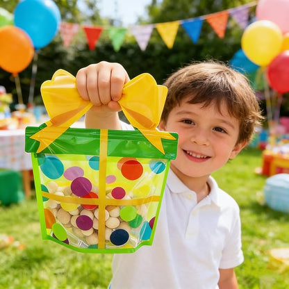 W WINTMING 30Pcs Resealable Gift Bags with Handle Plastic Party Favor Bag Cellophane Zip Lock Treat Bag Rainbow Standing Goodie Bags Holiday Birthday