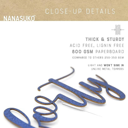 40th Birthday Cake Topper - forty - Double Sided Navy Blue glitter - Premium quality Made in USA