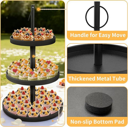 Cupcake Stand for 50 Cupcakes,Cupcake Stand 2 PACK Metal 3 Tier Cupcake Tower Black Tiered Tray Stand Cupcake Holder Stand Cake Stand Serving Trays Dessert Stands with Handle for Party