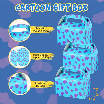 Marspark 24 Pack Monster Themed Cartoon Birthday Party Supplies, Paper Gift Boxes, Cartoon Candy Treat Boxes for Birthday Party Decorations(New Purple Pattern)