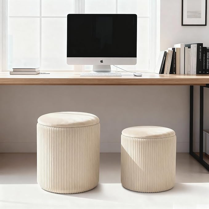 CAROLMADE Set of 2 Round Ottoman