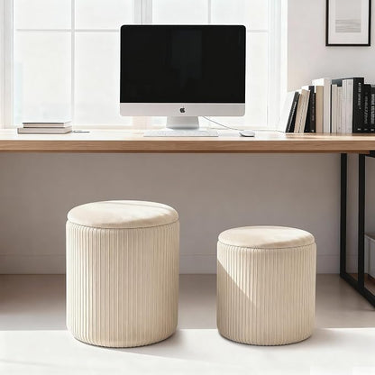 CAROLMADE Set of 2 Round Ottoman