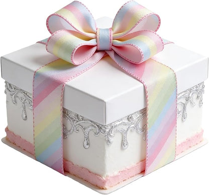 Meseey 2.5 Inch x 10 Yards Rainbow Pastel Striped Wired Ribbon, Gradient Color Wired Edge Ribbon for Easter Wreaths, Gift Wrapping, Easter Baskets, DIY Crafts, Birthday Party Decorations