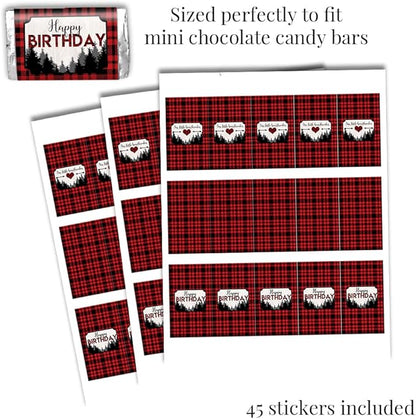 Amanda Creation Our Little Heartbreaker Red Black Buffalo Plaid Birthday Valentine Party Sticker Bundle 429 Pieces! Includes Circle Stickers, Mini Candy Bar Wrappers & Candy Kiss Stickers