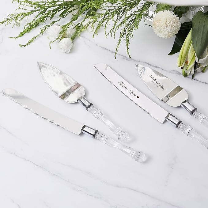 AW BRIDAL Personalized Wedding Cake Knife and Server Set Cutter Slicer Cake Cutting Set Wedding Anniversary Engagement Gifts for Couples//DK001CPP40//