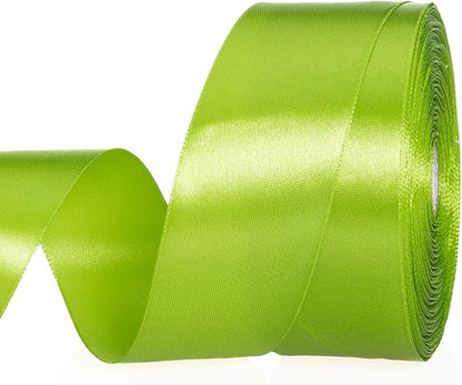 YASEO 1 1/2 Inch Apple Green Solid Satin Ribbon, 50 Yards Craft Fabric Ribbon for Gift Wrapping Floral Bouquets Wedding Party Decoration
