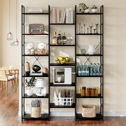 NUMENN Triple Column 6 Tier Bookshelf, Bookcase
