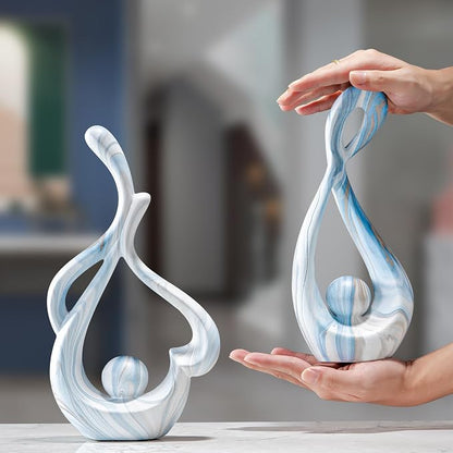 Blue Table Decor Sculptures Home Decor, Ceramic Statue Living Room Decoration, Abstract Art Sculpture Table Centerpieces, Modern Shelf Entryway Coffee Table Decor