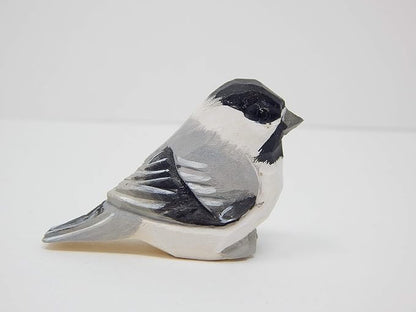 Selsela Hand-Carved Chickadee Figurine -Wooden Black-Capped Songbird Statue, Chick Tit Miniature Chestnut Carolina Handmade Songbird Art for Home Decor & Collectibles Nature-Inspired Gifts